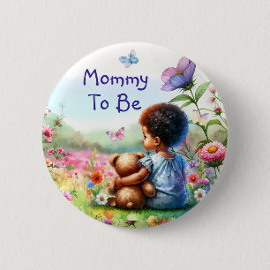 Baby Meisje Met Teddy Bear Baby shower Moeder Te Z Ronde Button 5,7 Cm