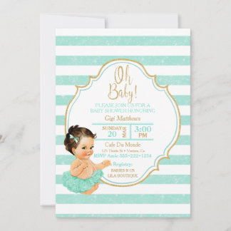 Baby Meisje Mint Tutu Strepen Goud Glitters Kaart