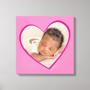 BABY MEISJE modern gefotografeerd gelaagd hart roz Canvas Afdruk