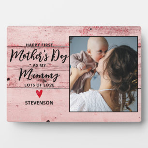 Baby Meisje Mummie 1e Moederdag Rustiek Hout Fotoplaat