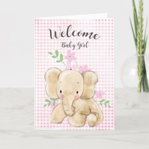 Baby Meisje Olifant Gefeliciteerd Kaart