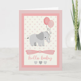 Baby meisje olifant met ballonnen kaart