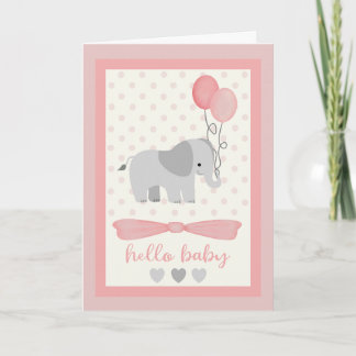 Baby meisje olifant met ballonnen kaart