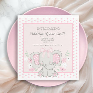 Baby Meisje Olifant Roze Stippen Sip See Bruiloft Servet