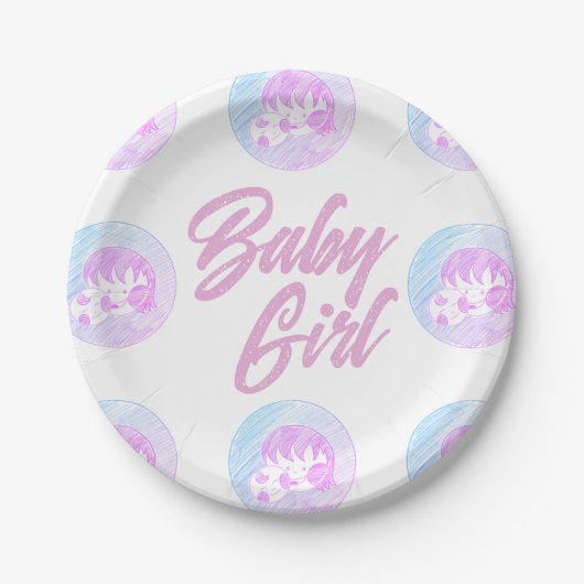 Baby Meisje  Papieren Bordje (Voorkant)
