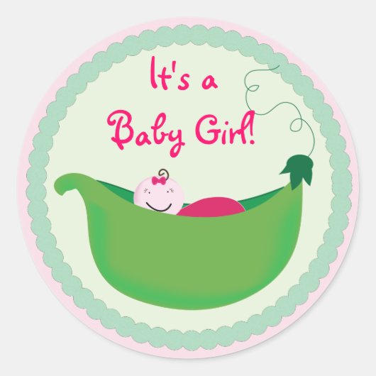 Baby Meisje Pea Pod Cupcake Toppers & Stickers (Voorkant)