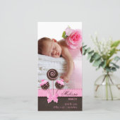Baby Meisje Photocard Aankondiging Cake Pops Roze (Staand voorkant)