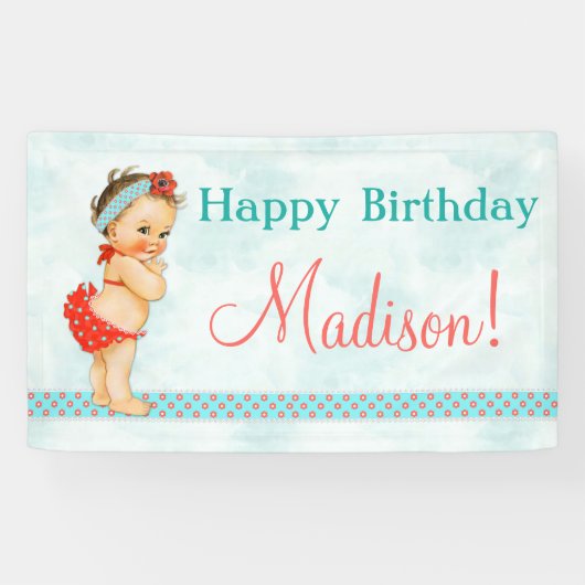 Baby Meisje Rood Badpak Spandoek (Horizontaal)