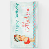 Baby Meisje Rood Badpak Spandoek (Verticaal)