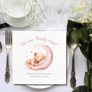 Baby Meisje Roze Beer Maan Weinig Geduld Baby Show Servet