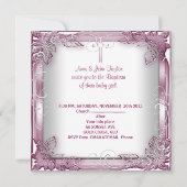 Baby Meisje Roze Doop Doop Kruis Wit Kaart (Achterkant)