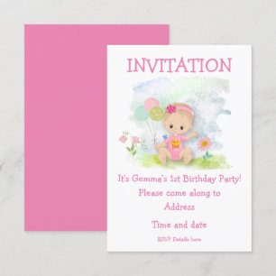 Baby Meisje Roze eerste verjaardag Kaart