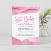 Baby Meisje Roze Geode Virtuele Douche Kaart (Staand voorkant)