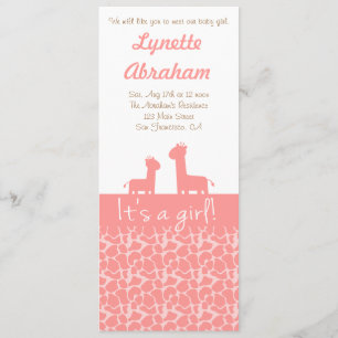 Baby Meisje - Roze giraffe silhouetten & prints Kaart