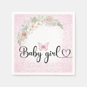 Baby meisje roze glitter servet