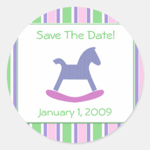 Baby Meisje Roze, Paarse, Groene Speelgoed Paard S Ronde Sticker