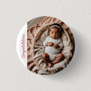 baby meisje roze partij foto gefeliciteerd ronde button 3,2 cm
