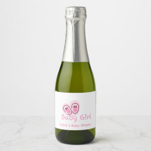 Baby Meisje Roze Schoenen Baby Shower Sparkling Wijnetiket