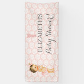  Baby Meisje Roze Wit & Grijs Spandoek (Verticaal)