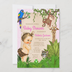 Baby Meisje Safari Dieren Jungle Baby Shower Kaart