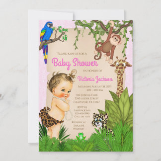 Baby Meisje Safari Dieren Jungle Baby Shower Kaart