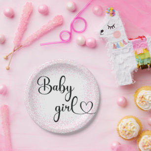 Baby meisje script roze glitter Papier Bord