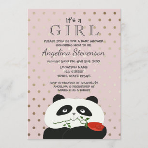 Baby Meisje Shower Lieve Roze Panda Kaart