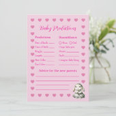 Baby Meisje Shower Voorspelling Spelkaart Kaart (Staand voorkant)