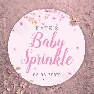 Baby Meisje Sprinkle Roze Waterverf Blossom Ronde Sticker