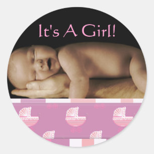 Baby Meisje Stickers met jouw baby foto