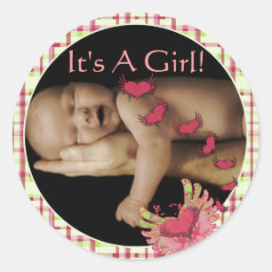 Baby Meisje Stickers met jouw baby foto