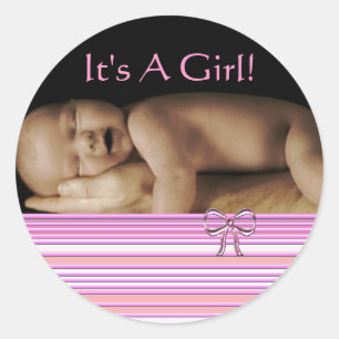 Baby Meisje Stickers met jouw baby foto