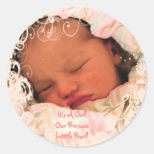 Baby Meisje Stickers met jouw baby foto