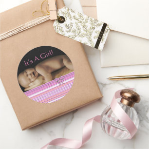 Baby Meisje Stickers met jouw baby foto