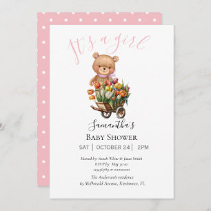 baby meisje teddy beer uitnodiging