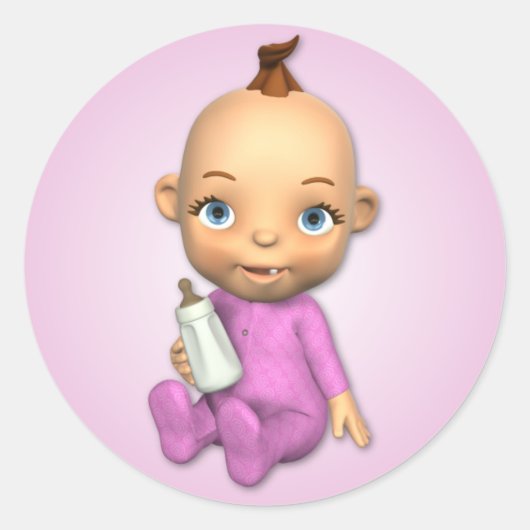 Baby Meisje Toon Sticker (Voorkant)