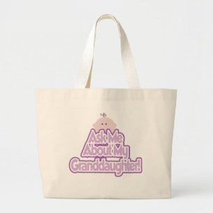 Baby Meisje Vraag over mijn kleindochter Tshirts Grote Tote Bag
