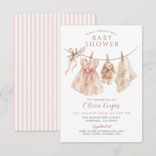 Baby Meisje Waslijn Boho Roze Baby Borrel Kaart