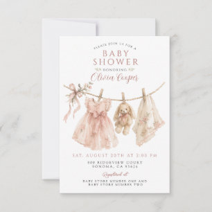 Baby Meisje Waslijn Boho Roze Baby Borrel Kaart