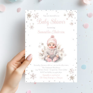 Baby Meisje Winter Snowflake Baby shower Kaart
