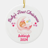 Baby meisjes eerste kerst gepersonaliseerd keramisch ornament (Voorkant)