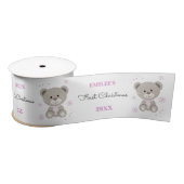 Baby Meisjes Eerste Kerstmis Teddy Bear Roze Lint (Spoel)