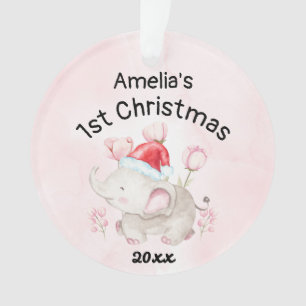 Baby meisjesnaam Eerste Kerstmis 2023 Roze & Douan Ornament