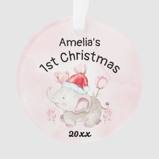 Baby meisjesnaam Eerste Kerstmis 2023 Roze & Douan Ornament (voorkant)