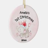 Baby meisjesnaam Eerste Kerstmis Roze & Custom Keramisch Ornament (Rechts)
