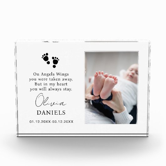 Baby Memorial Baby Verlies Memorial Gift Sympathie Fotoblokken (Voorkant)