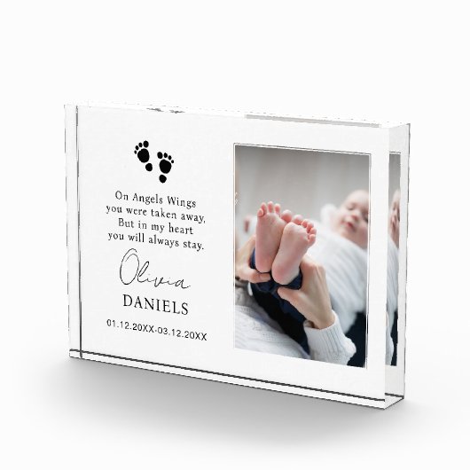 Baby Memorial Baby Verlies Memorial Gift Sympathie Fotoblokken (Rechts)