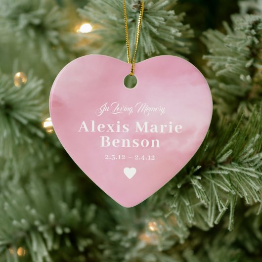 Baby Memorial Waterverf Pink Keramisch Ornament (Boom)