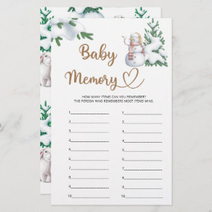 Baby Memory Winter Baby shower spel