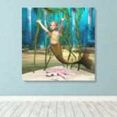 Baby Mermaid Canvas Afdruk (Insitu (Houten vloer))